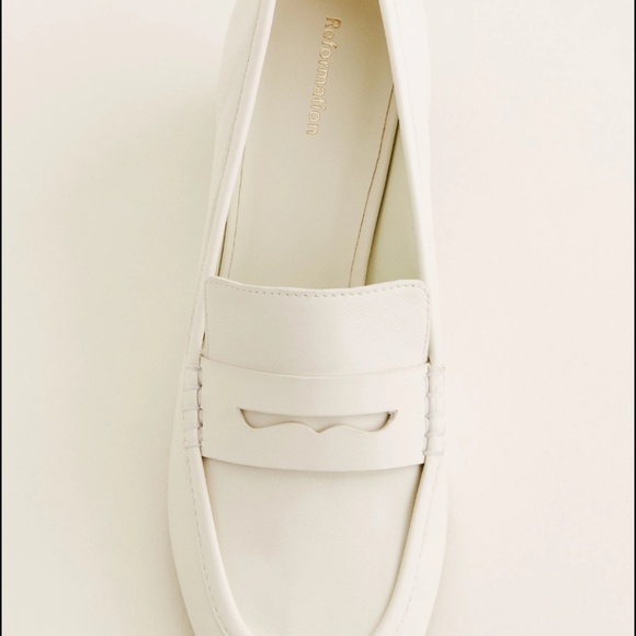 Reformation Franca Heeled Loafer Ivory - Size 7.5 - Picture 1 of 2
